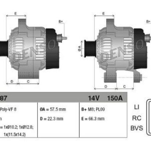 Alternator Land Rover Range Rover Sport 05-13, 150 A, 57,5