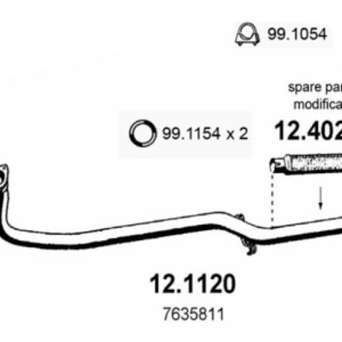 Auspuh  – Fiat Uno 83-06, prednja izduvna cev