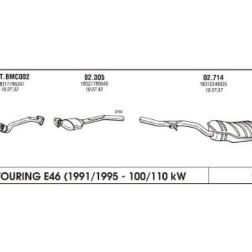 Izduvni lonac BMW 3 E46 2 98-05 drugi kat.