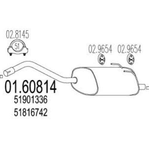 Izduvni lonac Fiat 500 -7 1.4, (zadnji)