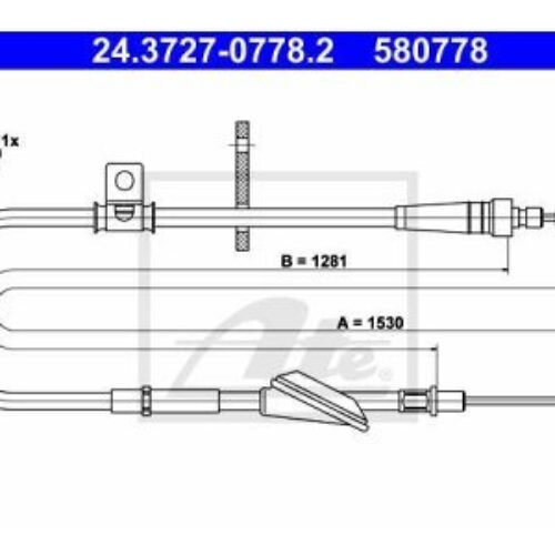 Sajla ručne kočnice Opel Agila 00-07, pozadi, desno, 1530mm